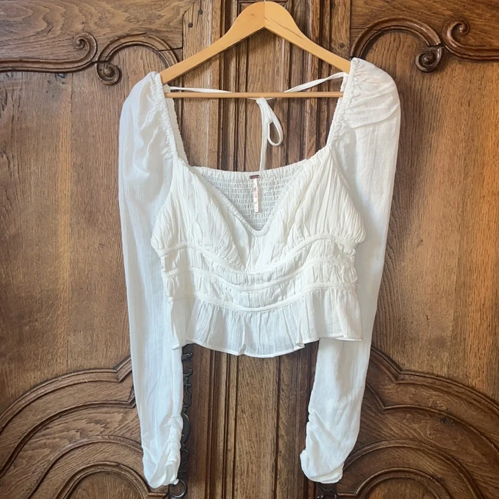 NEW Free People Chloe Smocked Cotton Top
